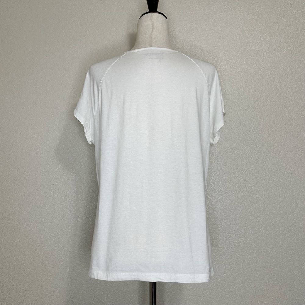 Chico’s Zenergy White Black Rhinestones Short Sleeves Top - Picture 5 of 12